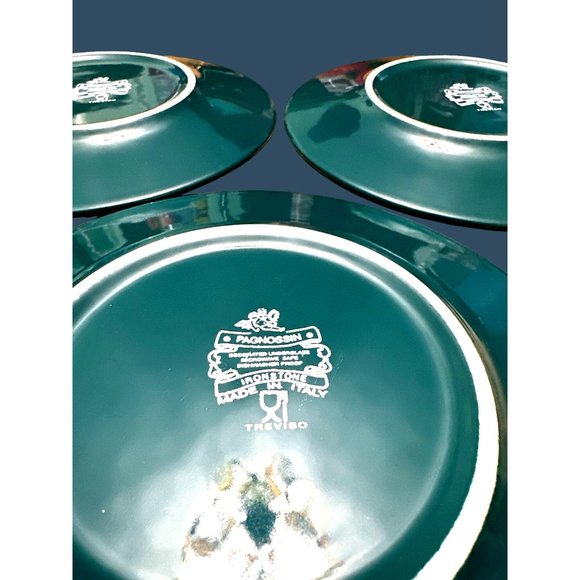Pagnossin Treviso Ironstone Dark Green & Maroon 4 Pasta Bowls & 3 Salad Plates - Picture 8 of 13